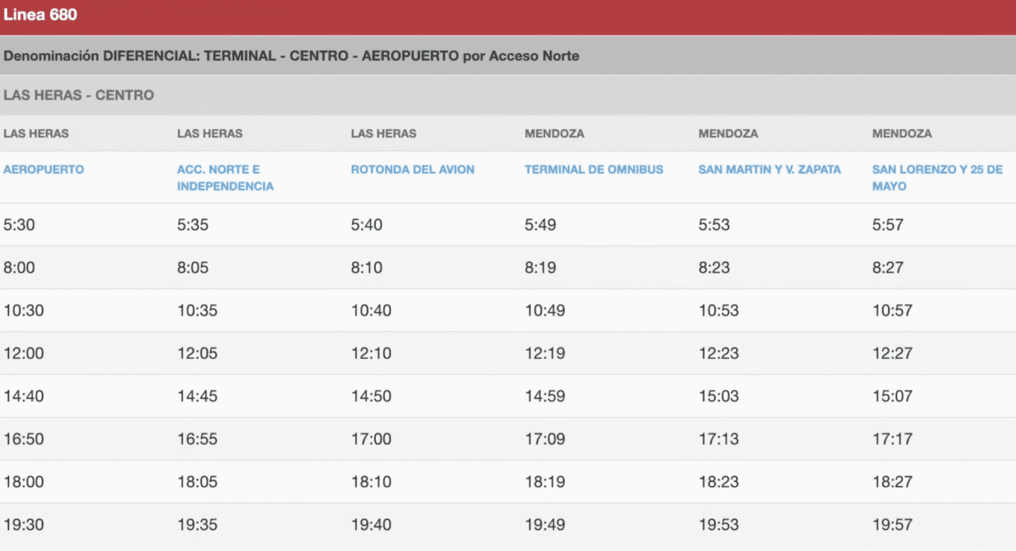 ruta bus linea 680 aeropuerto el plumerillo mendoza opcion economica transporte