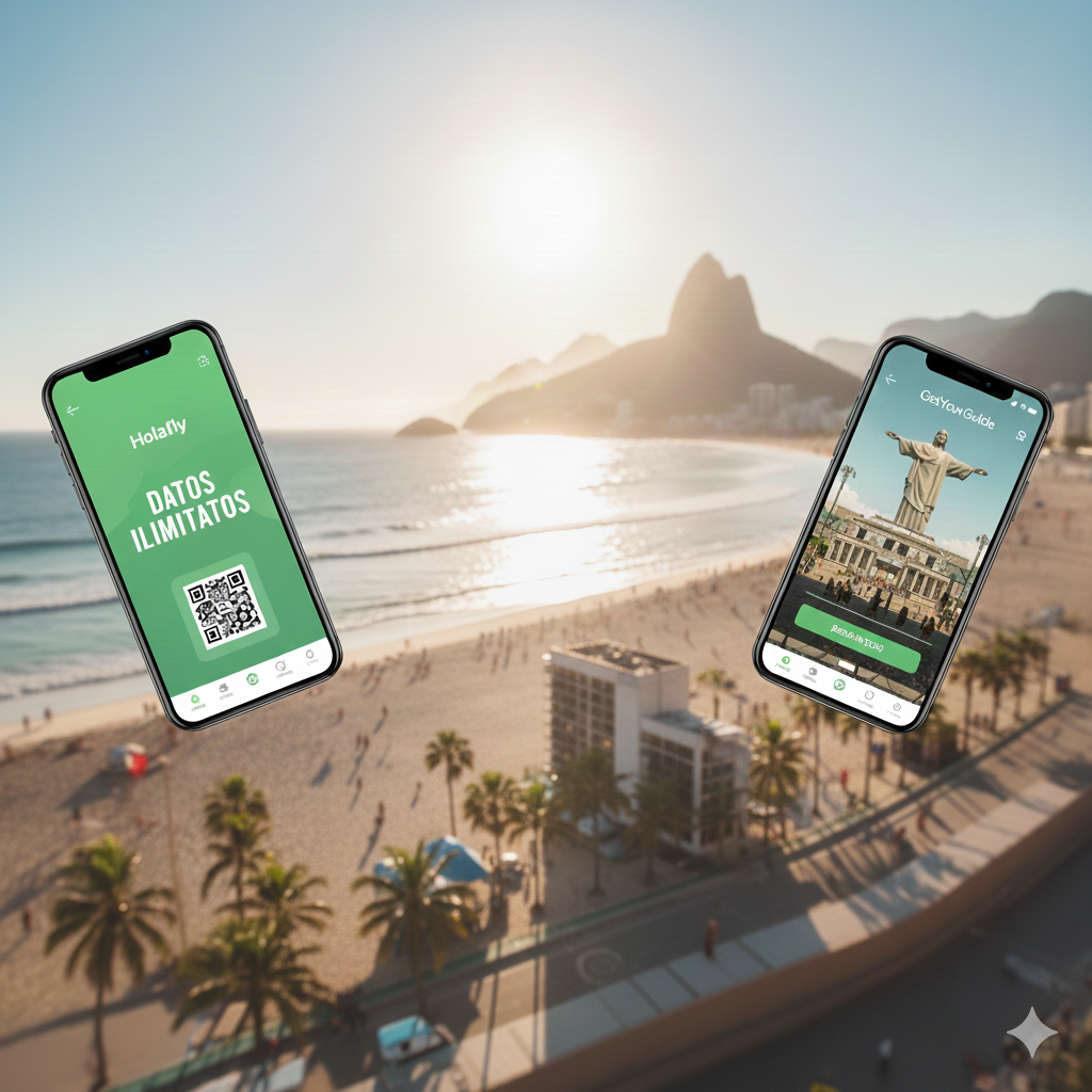 Vista panorámica de Río de Janeiro con el Pan de Azúcar para guía de internet en Brasil para chilenos.